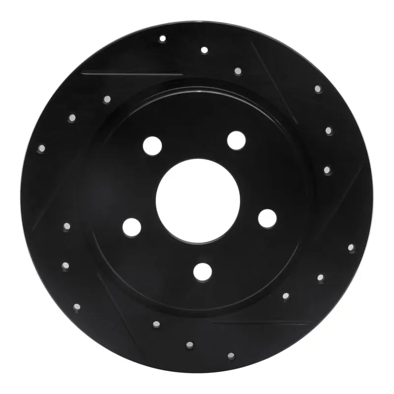 R1 06-07 Mazda 6 Rear Right Drilled & Slotted Black Brake Rotor