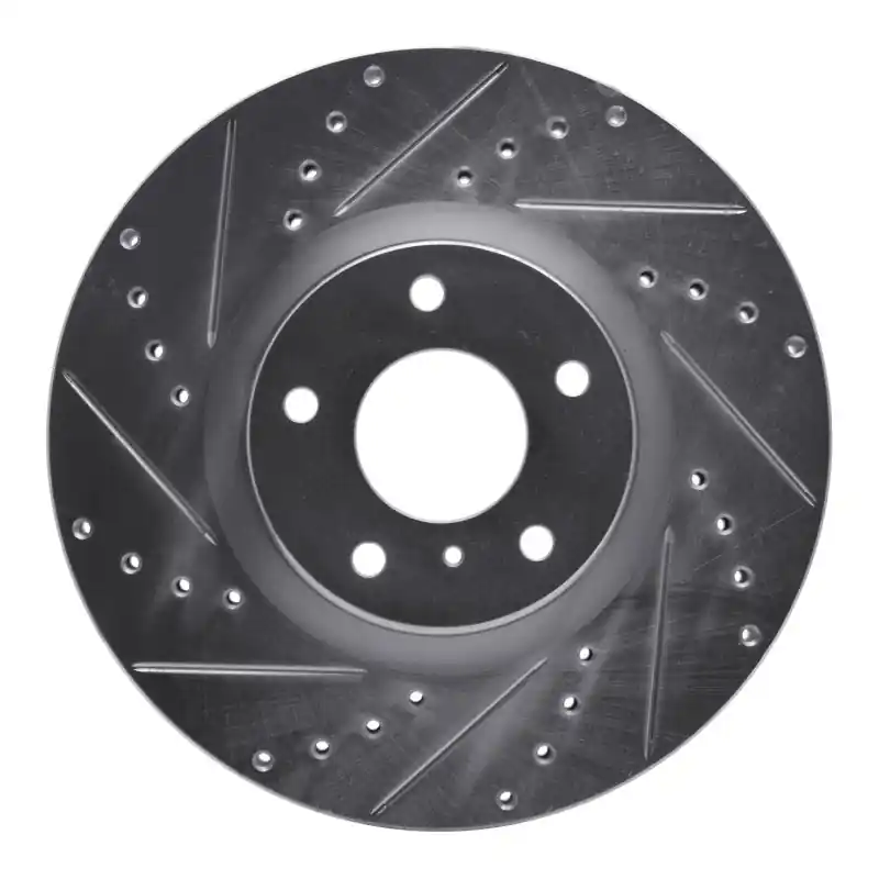 R1 09-23 Nissan 370Z Front Left Drilled & Slotted Silver Brake Rotor