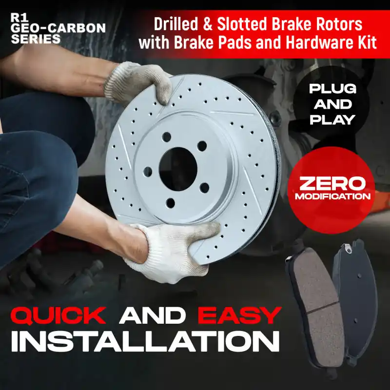 R1 18-20 Audi S5 Sportback Front & Rear Drill/Slot Carbon Coated Rotor Set w/Euro Ceramic Pads
