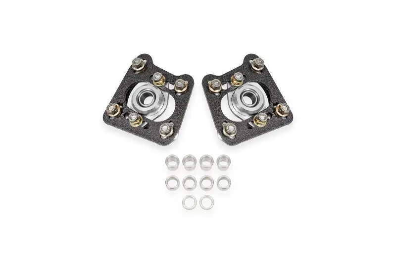 BMR 94-04 Ford Mustang Steel Caster Camber Plates - Black Hammertone