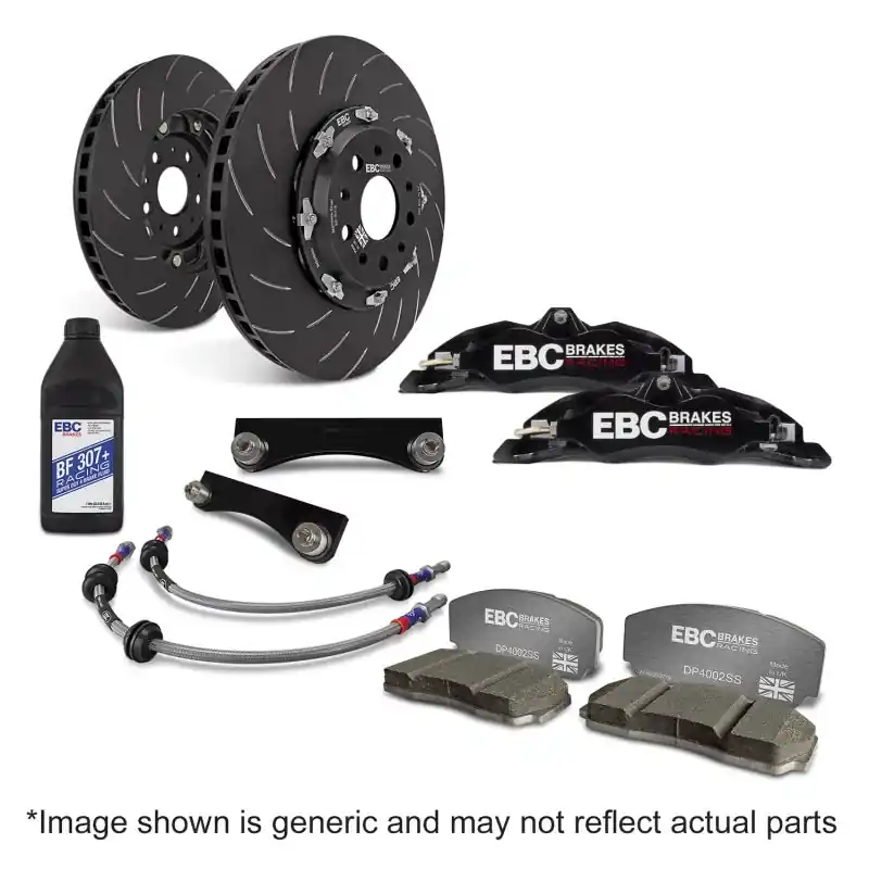 EBC Racing 98-06 Audi TT Quattro 8N 1.8T Black Apollo-4 Calipers 330mm Rotors Front Big Brake Kit