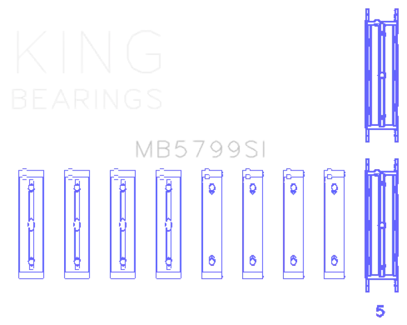 King Engine Bearings Subaru FA20/ Toyota 4U-GSE/ O/S Housing .005in (Size 0.26) Main Bearing Set