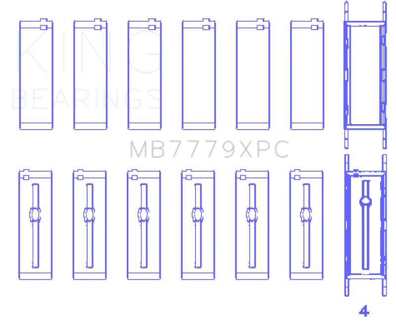 King Engine Bearings BMW B58B30A (Size 0.26) Coated Performance Main Bearing Set