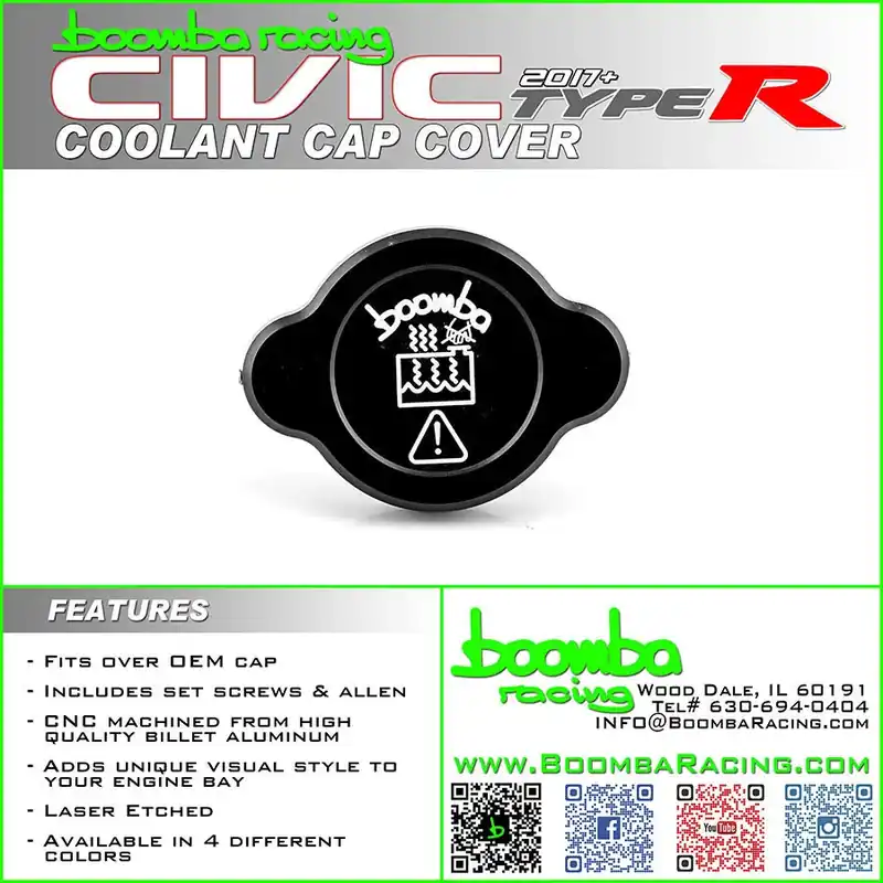 Boomba Racing Coolant Reservoir Cover Cap - 2017-2026 Honda Civic Type R
