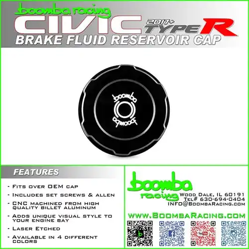 Boomba Racing Brake Reservoir Cover Cap - 2017-2026 Honda Civic Type R