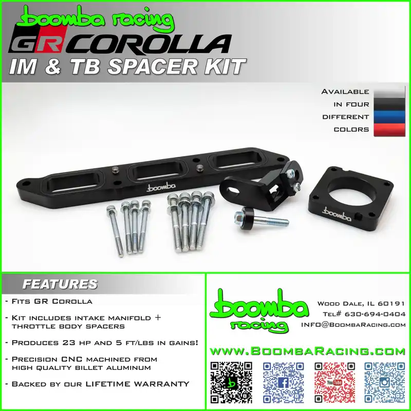 Boomba Racing Intake and Throttle Body Spacer Kits - 2023-2026 Toyota GR Corolla