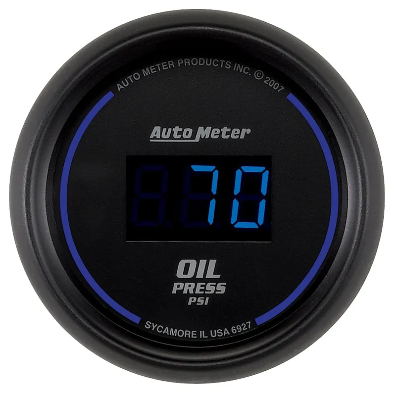 Autometer Cobalt Oil Pressure Gauge Digital Blue LED 52mm - Universal