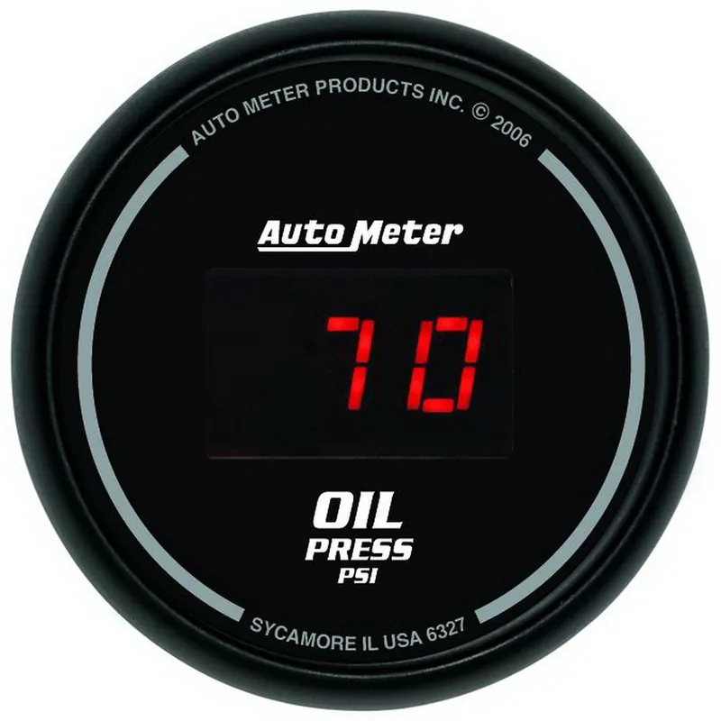 Autometer Sport-Comp Digital Oil Pressure Gauge Red LED 52mm - Universal