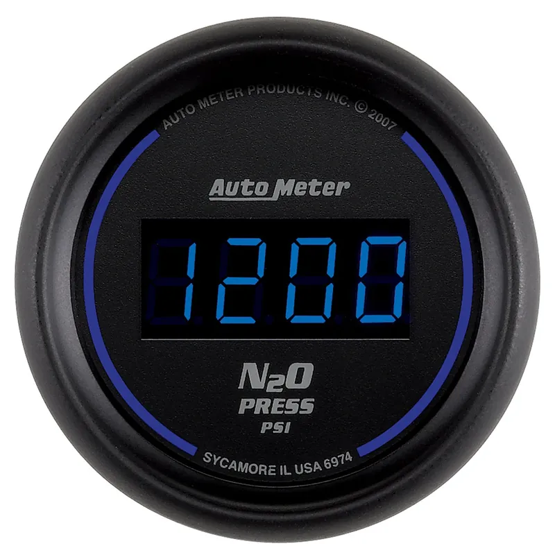 Autometer Cobalt Nitrous Pressure Gauge Digital Blue LED 52mm - Universal