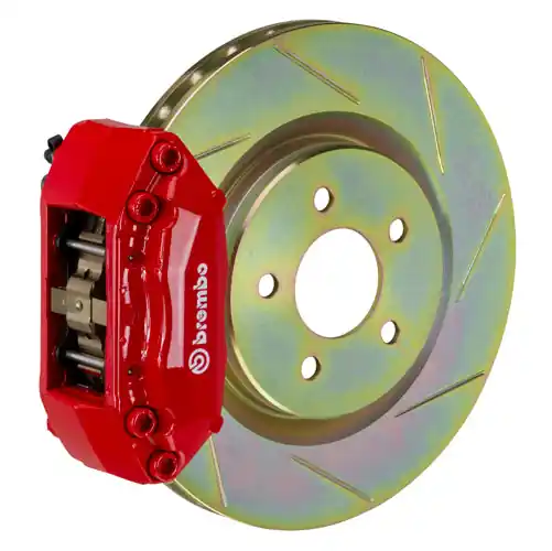 Brembo GT System 4 Piston Front Brake Kit Red Slotted Rotors - Volkswagen Models (inc. 2006-2014 GTI)