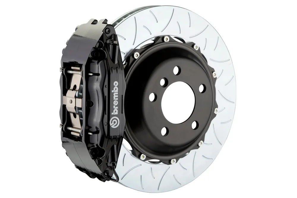 Brembo GT Systems 4 Piston Front Big Brake Kit Black Slotted Rotors - 2008-2021 Subaru WRX