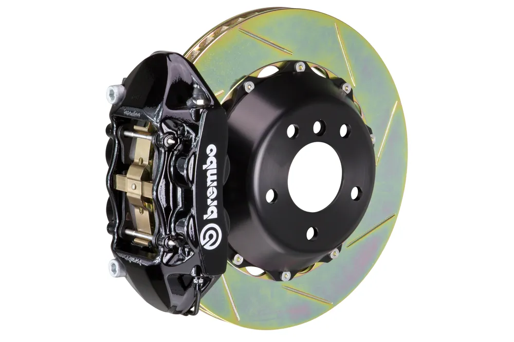 Brembo GT-R Systems 4 Piston Rear Big Brake Kit Black Slotted Rotors - 2015-2017 Ford Mustang EcoBoost