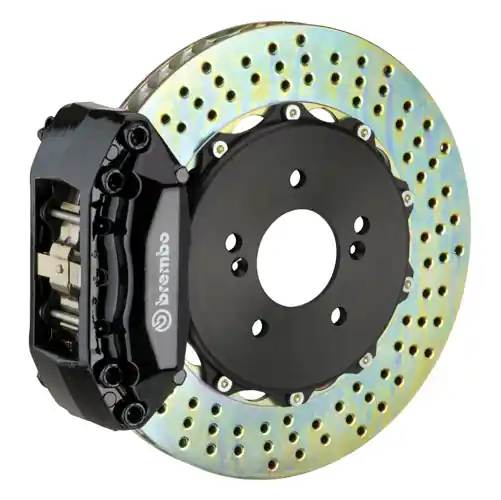 Brembo GT System 4 Piston Front Brake Kit Black Drilled Rotors - Volkswagen Models (inc. 2000-2005 GTI)