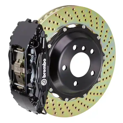 Brembo GT System 4 Piston Front Brake Kit Black Drilled Rotors - Volkswagen Models (inc. 2006-2014 GTI)