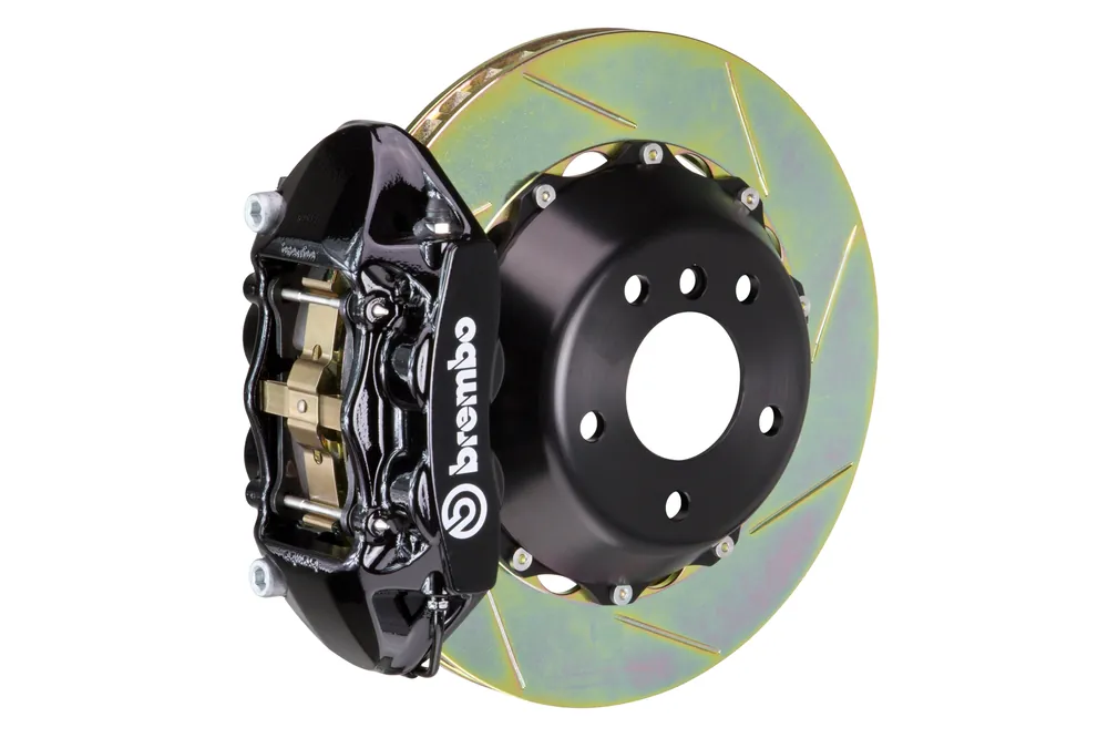 Brembo Gran Turismo Slotted Brake Kit 4 Piston 2-Piece Black Rear - 2008-2014 Subaru STI / 2010-2014 Legacy GT/3.6