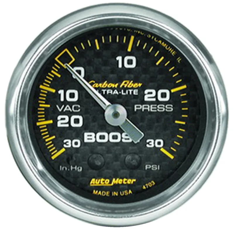 Autometer Carbon Fiber Boost Gauge Mechanical 52mm - Universal
