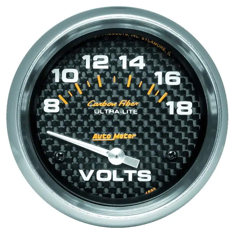 Autometer Carbon Fiber Voltmeter Gauge 2-5/8in - Universal