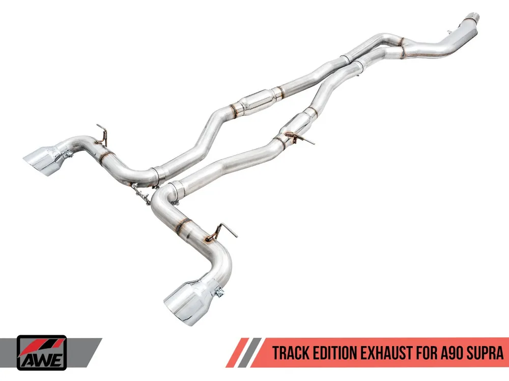 AWE Track Edition Resonated Exhaust (Chrome Silver Tips) - 2020-2024 Toyota GR Supra