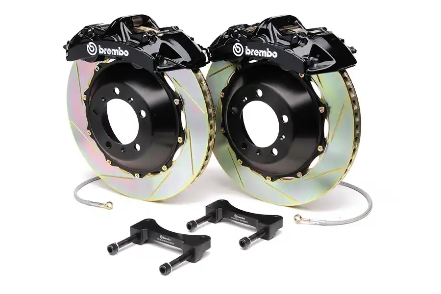 Brembo Gran Turismo 6 Piston Front Brake Kit Black Slotted Rotors - 2004-2021 Subaru STI / 2010-2012 Legacy GT/3.5R