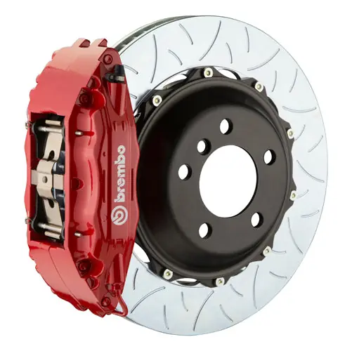 Brembo GT System 4 Piston Front Brake Kit Red Type 3 Slotted Rotors - Volkswagen Models (inc. 2015+ GTI)