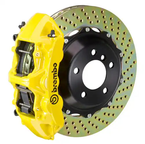 Brembo GT System 6 Piston Front Brake Kit Yellow Drilled Rotors - Volkswagen Models (inc. 2006-2013 GTI)