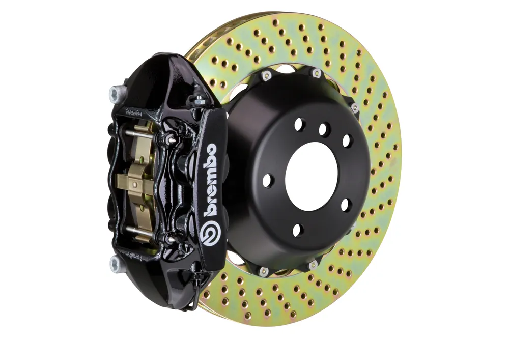 Brembo Gran Turismo Drilled Brake Kit 4 Piston 2-Piece Black Rear - 2008-2014 Subaru STI / 2010-2014 Legacy GT/3.6