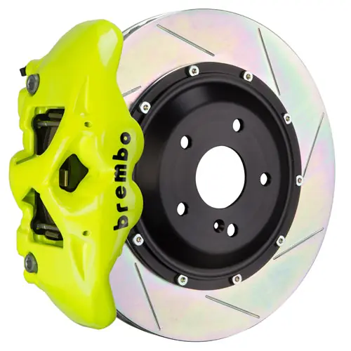 Brembo GT Systems Monobloc 4 Piston 345mm Slotted Fluorescent Yellow - 2017-2020 Honda Civic Type R/SI