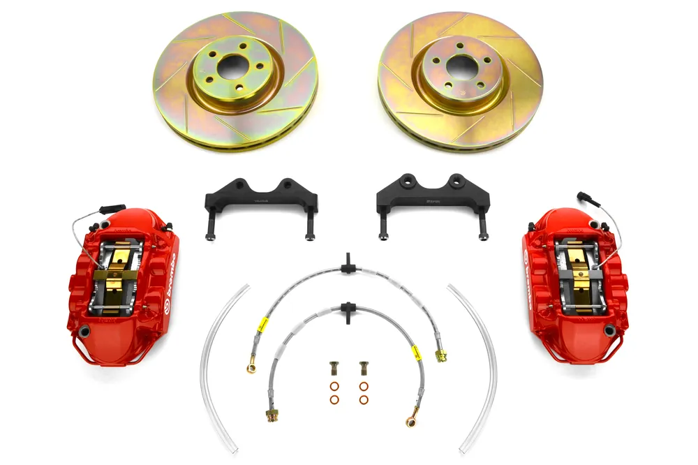Brembo Gran Turismo 4 Piston Front Brake Kit Red Slotted Rotors - Ford Focus Models (inc. 2011-2014 ST)