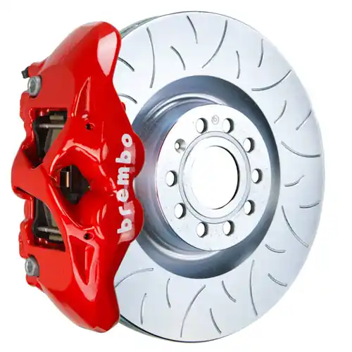 Brembo GT Systems Monobloc 4 Piston 345mm Type 3 Slotted Red - Volkswagen Models (Inc. 2015+ GTI / 2016+ Golf R)