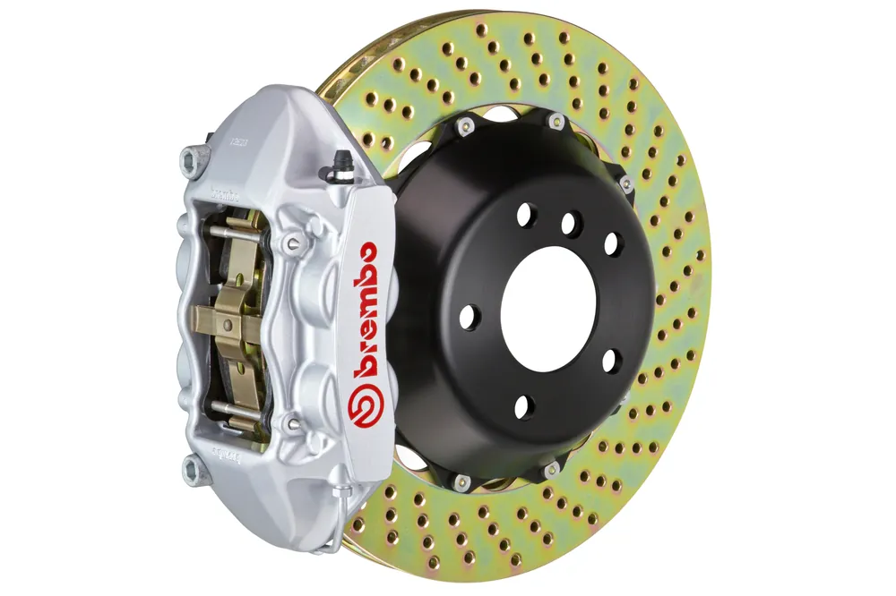 Brembo GT-R Systems 4 Piston Rear Big Brake Kit Silver Drilled Rotors - 2015-2017 Ford Mustang EcoBoost