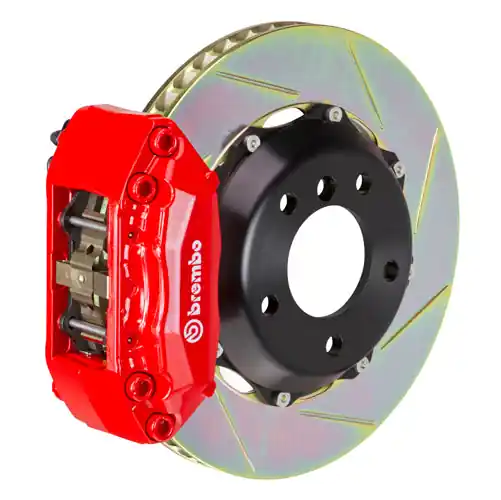 Brembo GT System 4 Piston Front Brake Kit Red Slotted Rotors - Volkswagen Models (inc. 2006-2014 GTI)