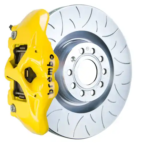 Brembo GT Systems Monobloc 4 Piston 345mm Type 3 Slotted Yellow - Volkswagen Models (Inc. 2015+ GTI / 2016+ Golf R)