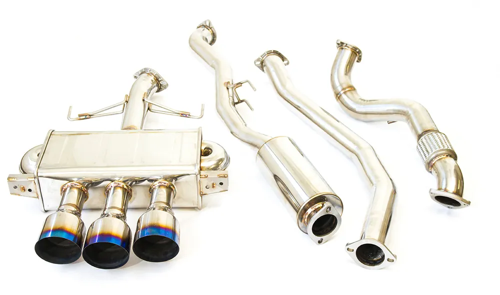 Invidia Q300 Triple Exit Cat Back Exhaust w/ Front Pipe - Titanium Burnt Tips - 2017-2020 Honda Civic Type R
