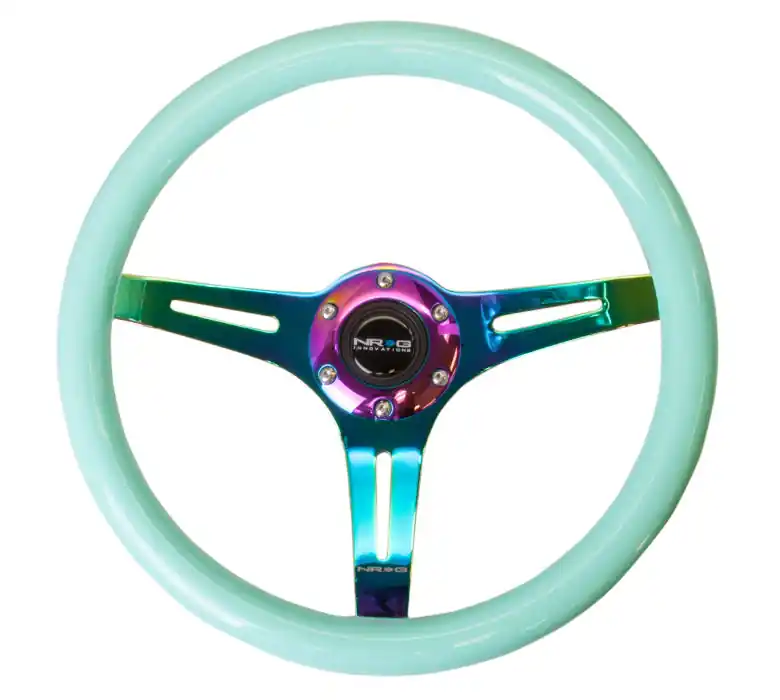 NRG Classic Wood Grain Wheel 350mm Neochrome / Minty Fresh - Universal