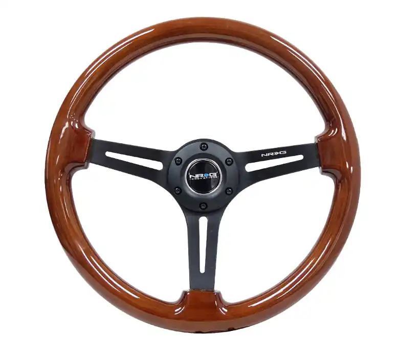 NRG Reinforced Classic Wood Grain Wheel 350mm Black / Brown - Universal