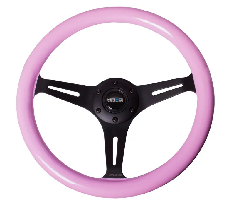 NRG Classic Wood Grain Wheel 350mm Black / Pink - Universal