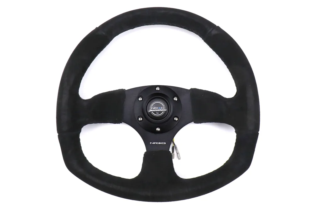 NRG Reinforced Steering Wheel Flat Bottom Suede Black - Universal