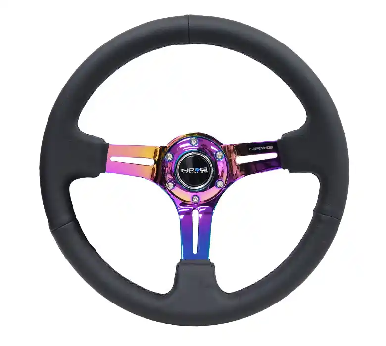 NRG Reinforced Steering Wheel 350mm 3in Deep Slotted Neochrome - Universal