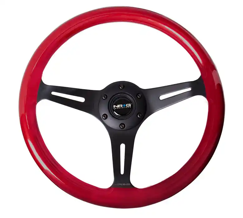 NRG Classic Wood Grain Wheel 350mm Black / Red Pearl - Universal