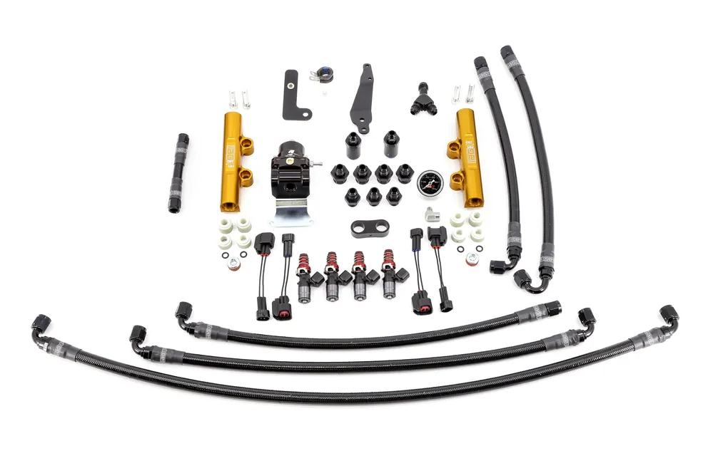 IAG PTFE Flex Fuel System Kit w/ 1700cc Injectors, Lines, FPR, Gold Fuel Rails - 2008-2021 Subaru STI