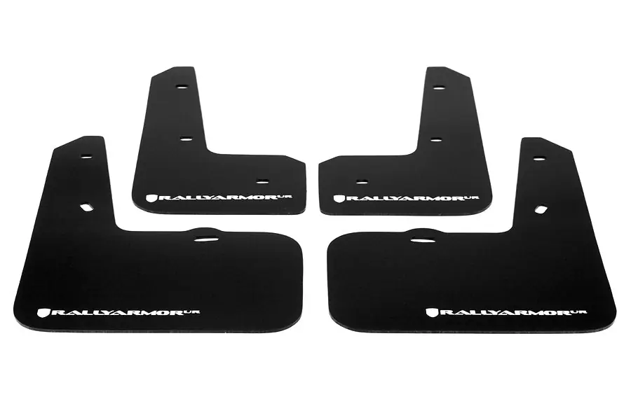Rally Armor UR Mudflaps Black Urethane White Logo - 2012-2014 Hyundai Veloster