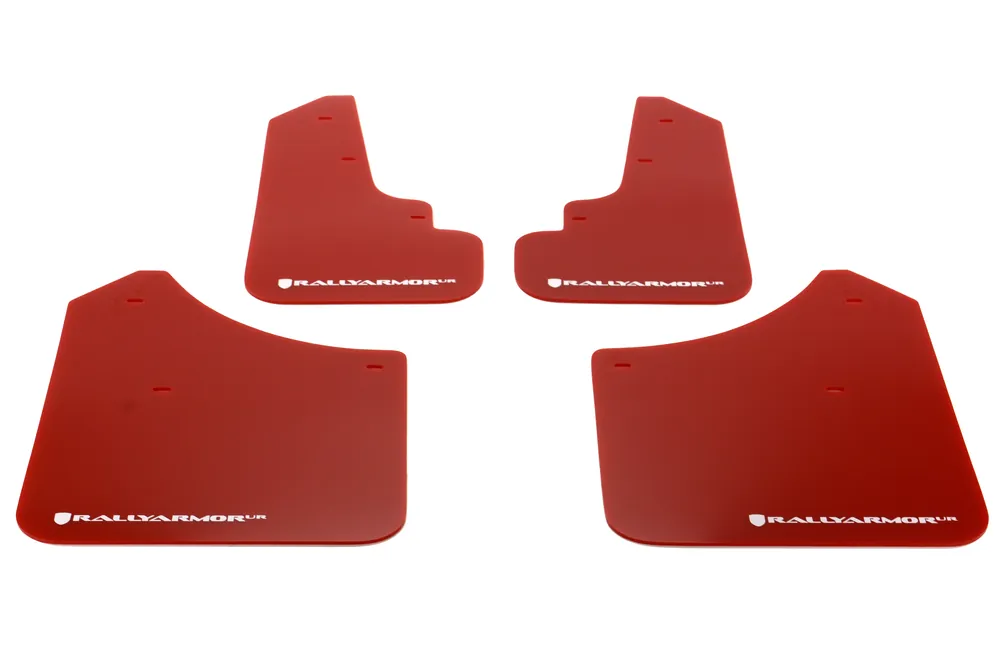 Rally Armor UR Mudflaps Red Urethane White Logo - 2003-2008 Subaru Forester