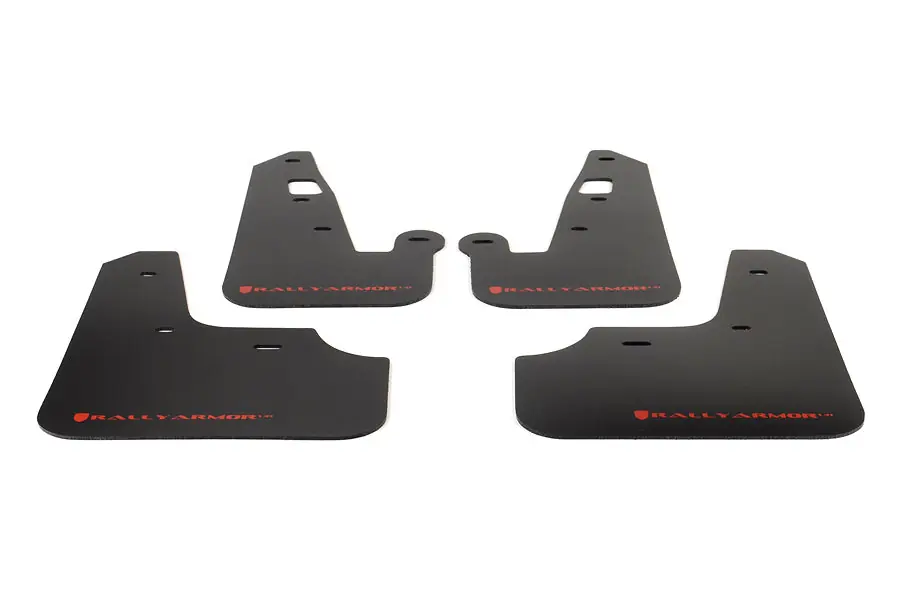 Rally Armor UR Mudflaps Black Urethane Red Logo - 2007-2012 Mitsubishi Lancer