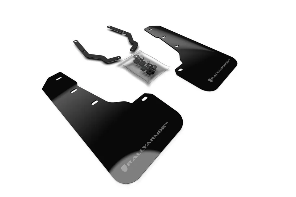 Rally Armor UR Mudflaps Lift / AT Front Only Black Urethane Grey Logo - 2018-2021 Subaru Crosstrek