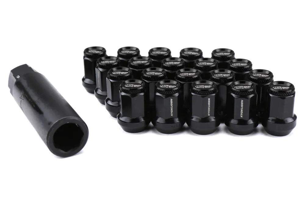 Project Kics Kyokugen Lug Nuts w/ Aluminum Cap 12x1.50 Black / Black - Universal