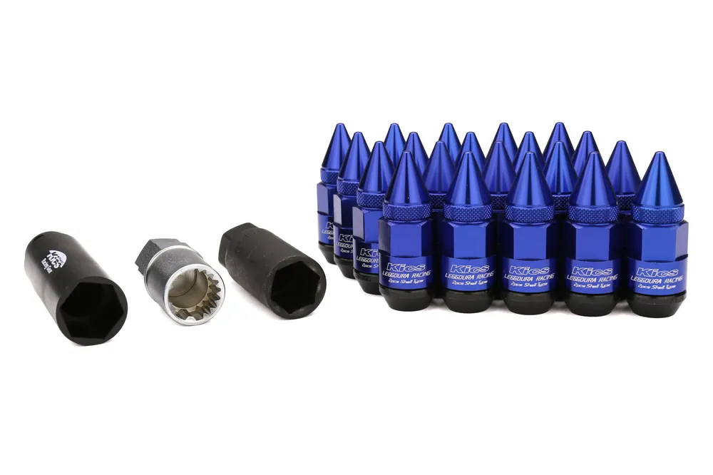 Project Kics Leggdura Racing Dangan Shell Type Lug Nut and Lock Set M12X1.50 Blue - Universal