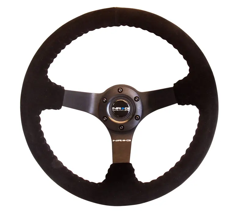 NRG Reinforced Steering Wheel Odi Signature 350mm Suede 3in Deep Black - Universal