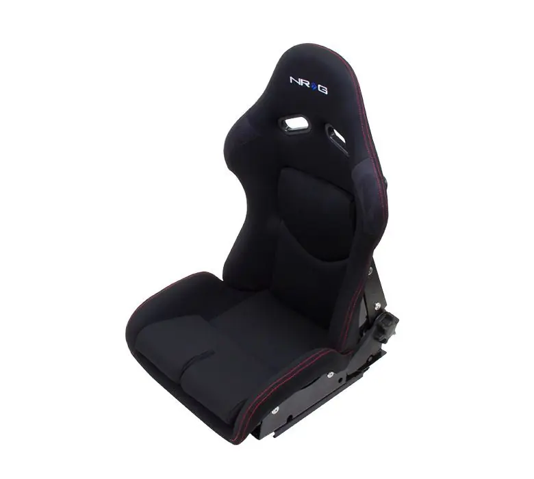 NRG Innovations Reclinable FRP Competition Large Driving Seat Black w/ Red Stitching - Universal