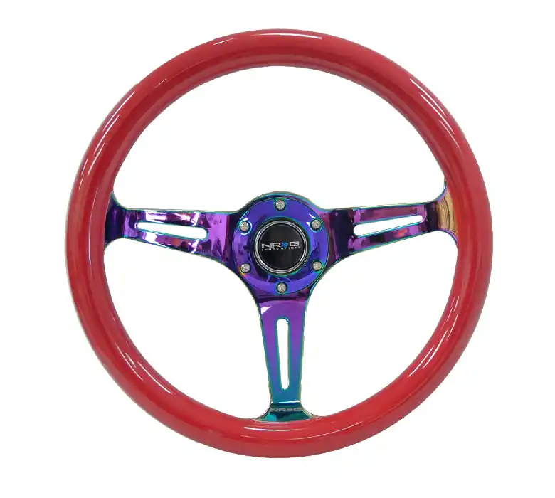 NRG Classic Wood Grain Wheel 350mm Neochrome / Red - Universal