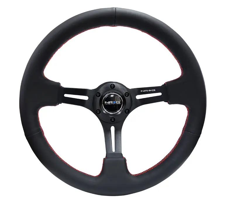 NRG Reinforced Steering Wheel 350mm 3in Deep Slotted Black - Universal